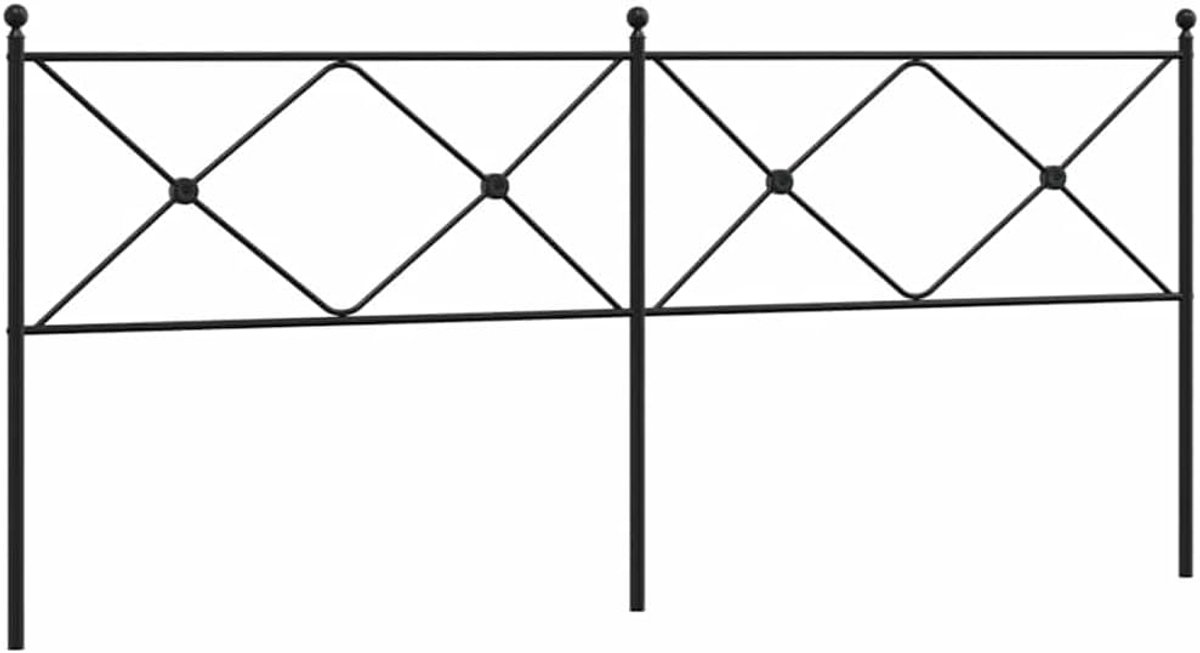 Hoofdbord Metaal - Bedonderdeel - Slaapkamer Aankleden - Robuuste Constructie - 200 cm Breed - Zwart