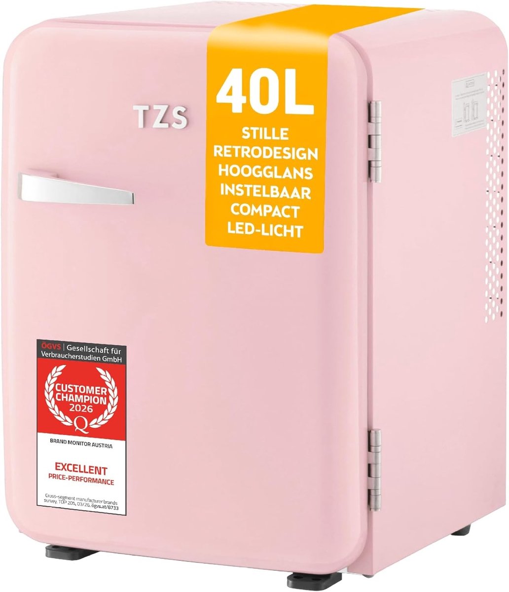 Retro Mini Koelkast Roze Fluisterstil Trillingsvrij Voor Slaapkamer & Kantoor