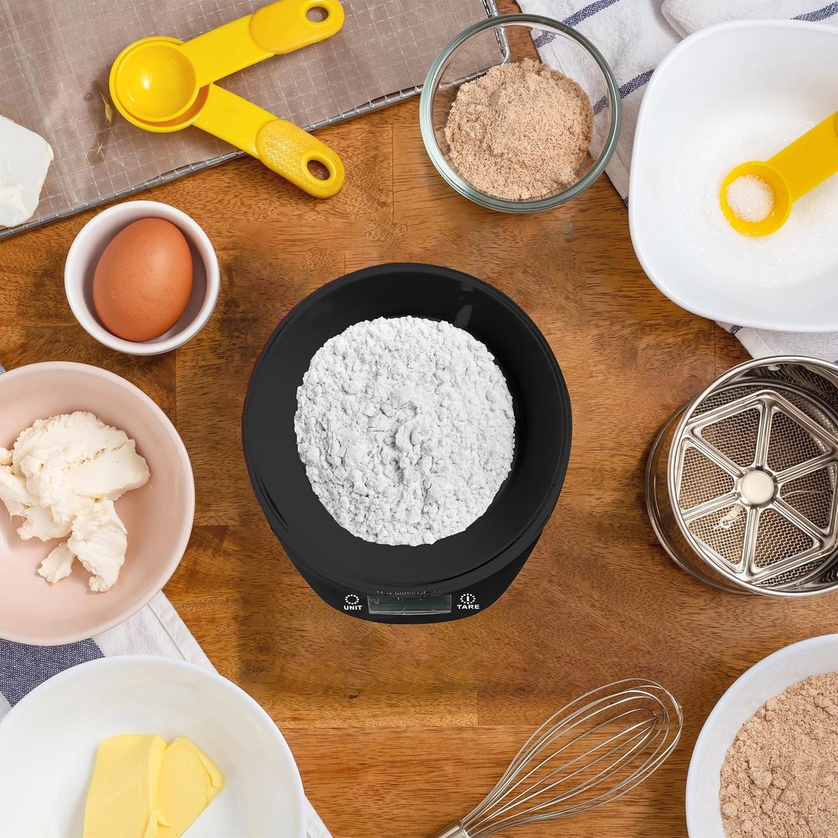 Keukenweegschaal met Kom - Kunststof - Tot 5 kg - Digitale Weegschaal met LCD-Display - Voor Koken en Bakken