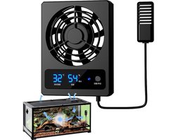 Vochtigheidsmeter Ventilator - Klimaatregelaar Aquarium - Reptielen Verblijf - Automatische Vochtcontrole - 113 x 85 cm - Zwart