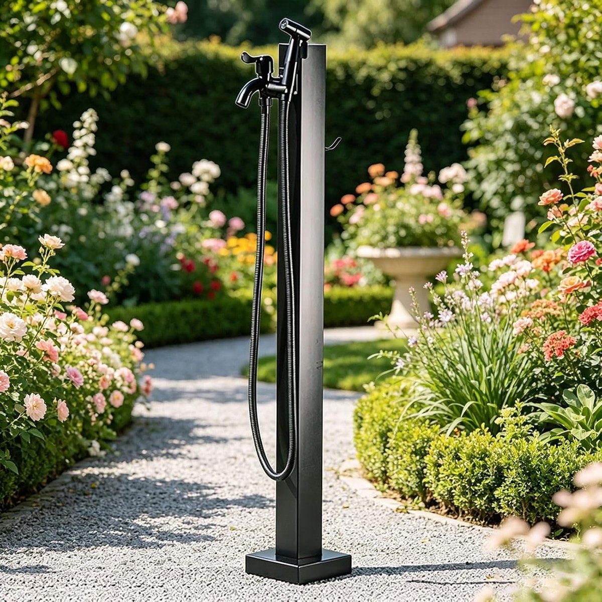 Buitenwaterzuil - Tuinkraan met standaard - Planten water geven - Vorst en UV bestendig - 95 cm hoog - Zwart