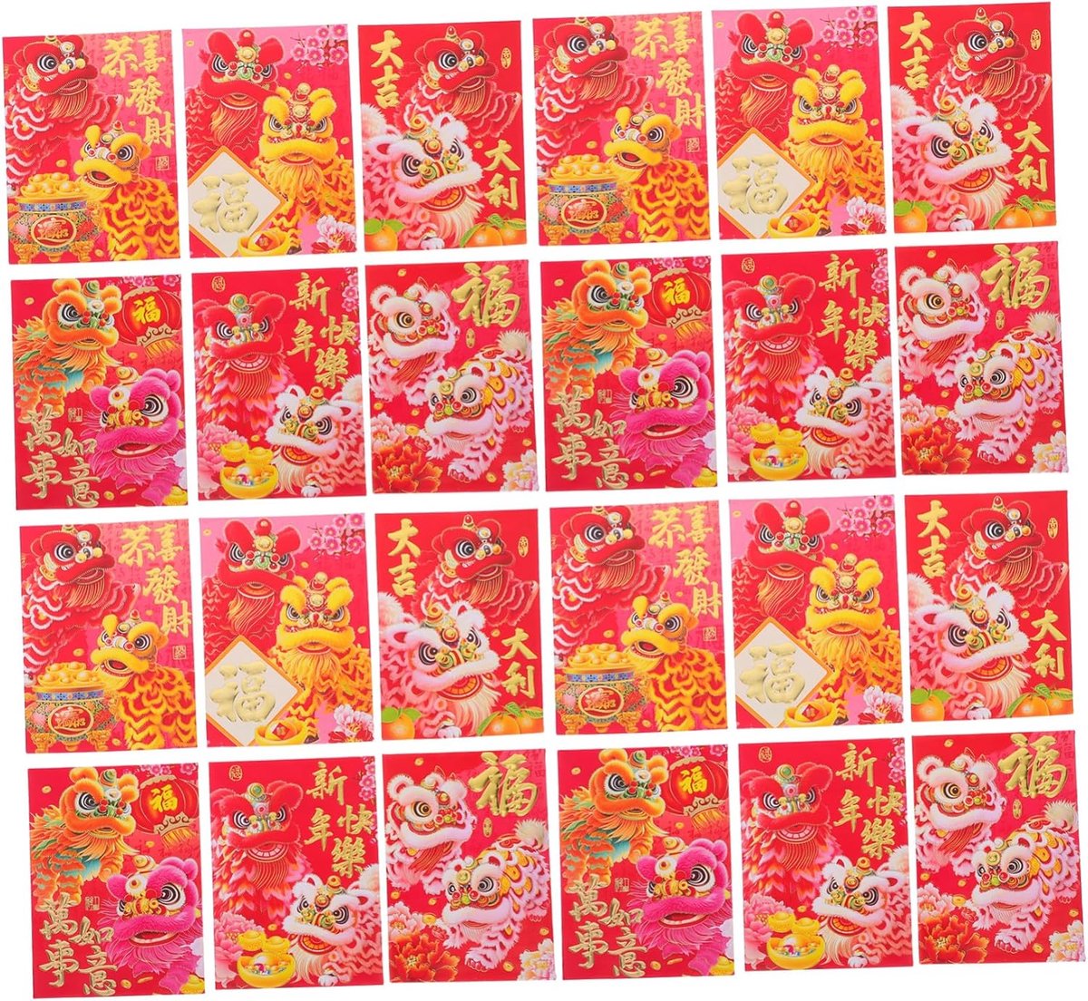Chinese Enveloppen - Nieuwjaars Geld - Geld Geven - Feestelijk Cartoonpaard - 180 Stuks - Diverse Kleuren