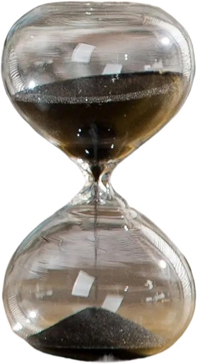Zandloper Glas - Zand Timer - Tijd Beheer - Decoratief Ornament - 60 Minuten - Zwart