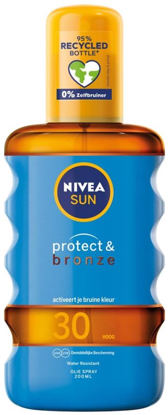 NIVEA SUN Protect & Bronze Zonnebrand Olie Spray SPF 30 - Zonnespray - Waterproof - Zonneolie - 200 ml