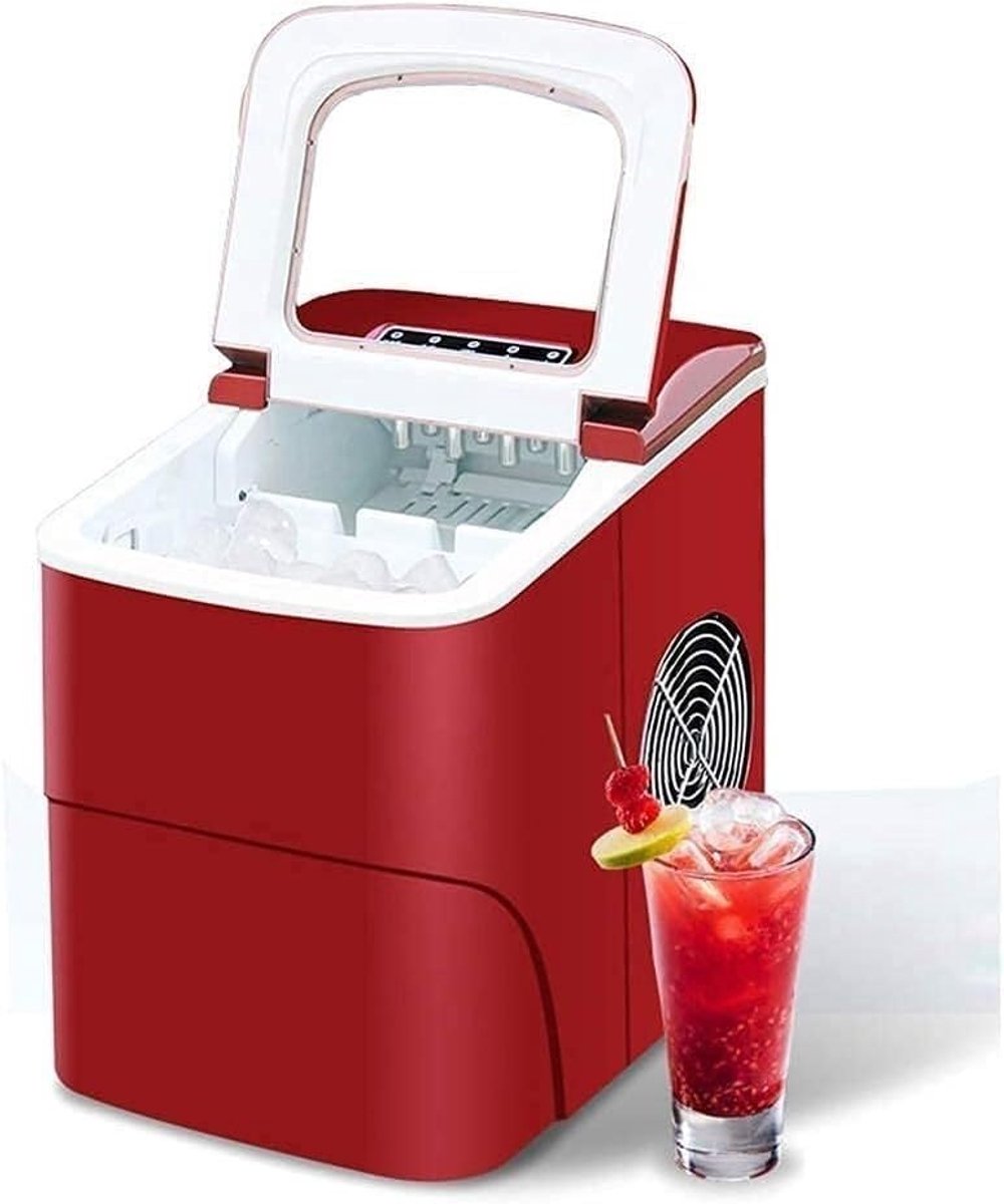 Draagbare IJsmachine - Elektrische IJsmaker - Zomerse Drankjes Maken - Snel Rond IJs - 2L Tank - Rood