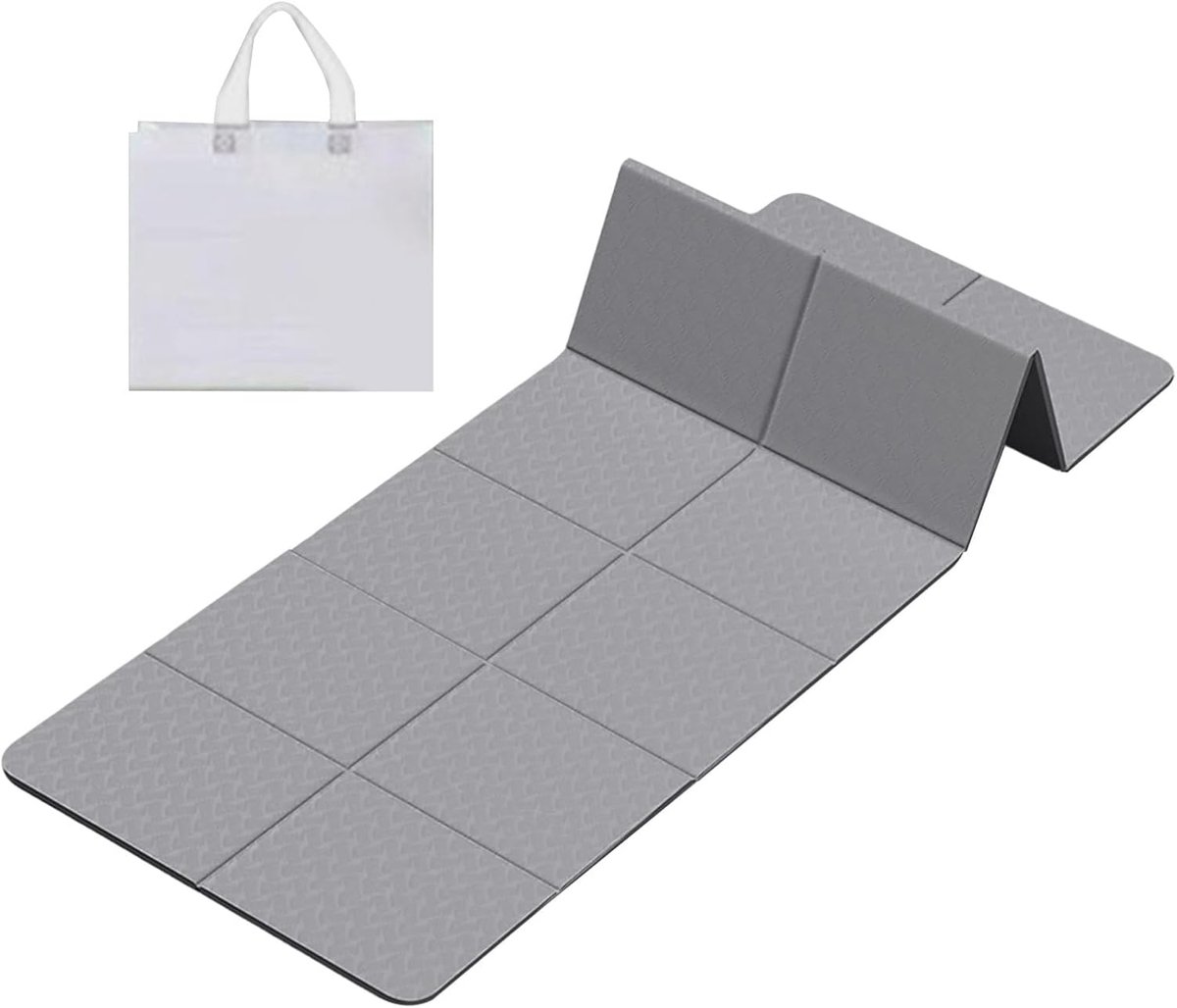 Opvouwbare yogamat - Sportmat thuis - Thuis sporten - Antislip textuur - 06 cm dik - Grijs