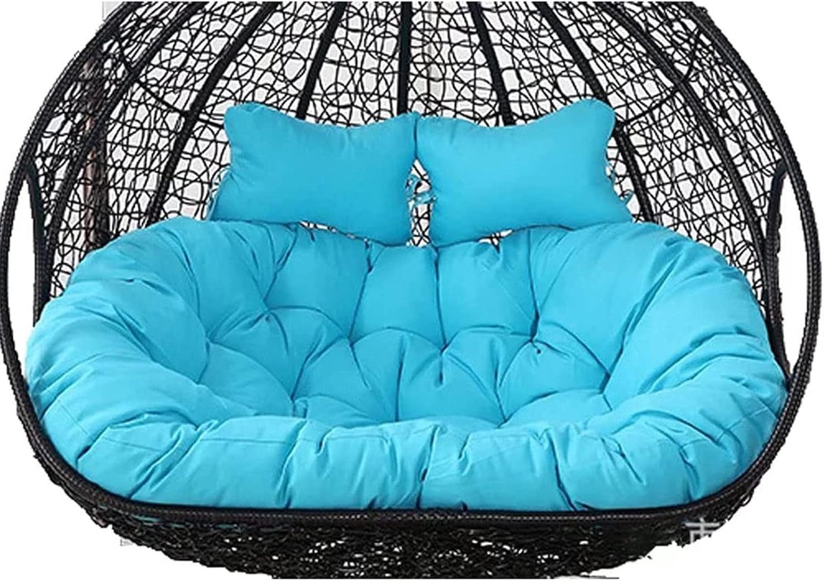Hangstoelkussen - Eierstoelkussen Dubbel - Ontspannen in de tuin - Extra dikke vulling - 150 x 110 cm - Blauw