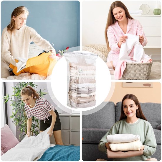 Vacuüm Opbergzakken - Compressie Zakken Kleding - Ruimte Besparen - Handmatige Compressie - 70x50x30cm - Doorzichtig — afbeelding 5
