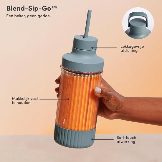 Krachtige Blender - Smoothie Maker - Gezonde Drankjes Maken - Inclusief 3 To-Go Bekers - 850 Watt - Mist — afbeelding 5