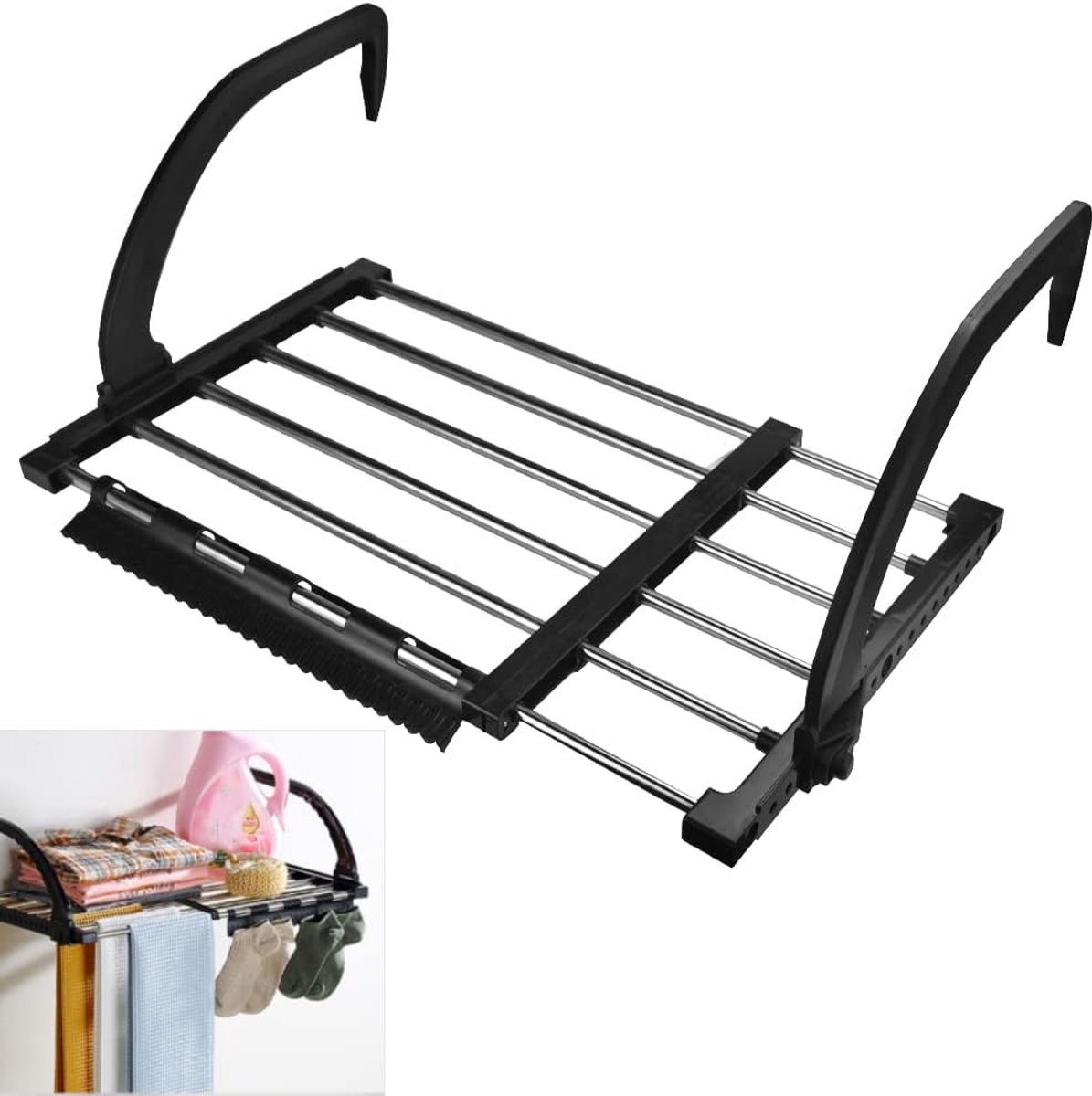 Radiator Wasrek - Uittrekbare Droger - Kleding Drogen - Inklapbaar Ontwerp - 42-73 cm - Zi
