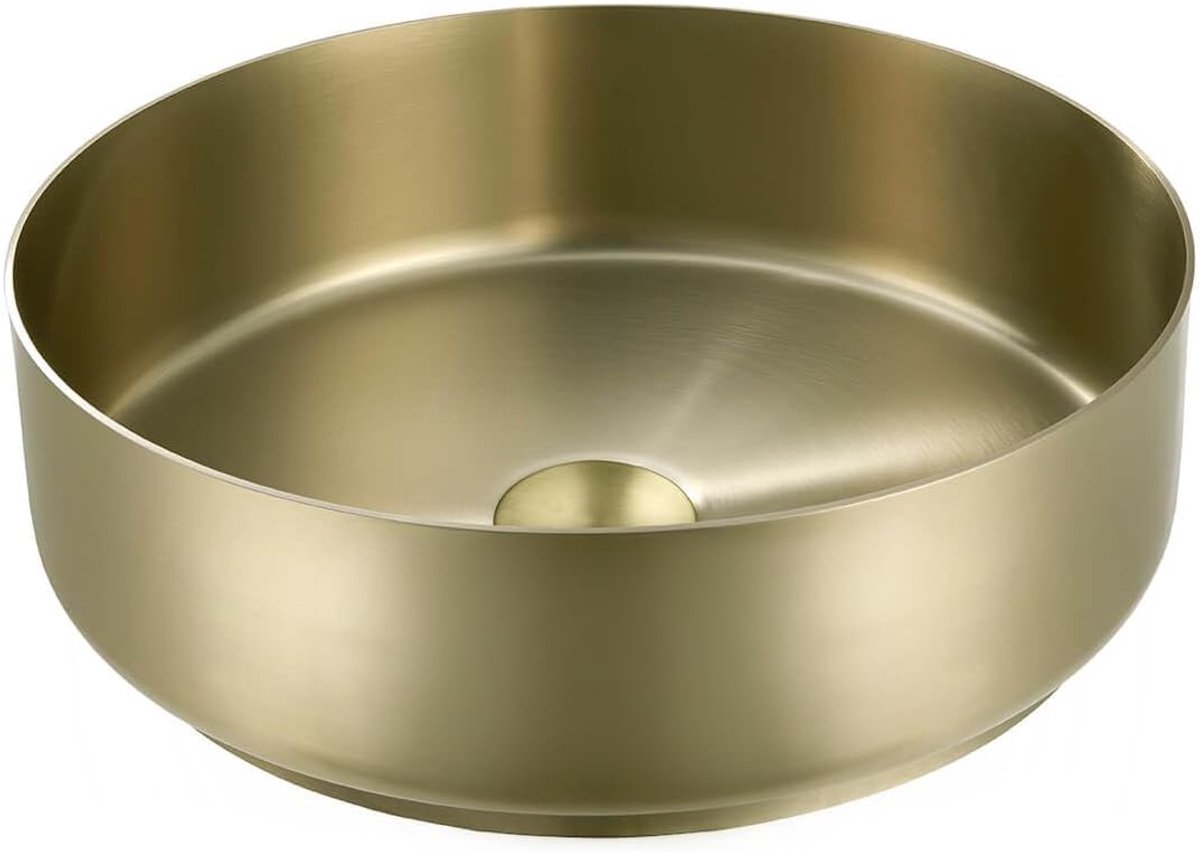 Wastafel Rond Messing - Opzetwastafel Goud - Badkamer Verfraaien - Dunne Rand - 40 cm - Geborsteld Messing