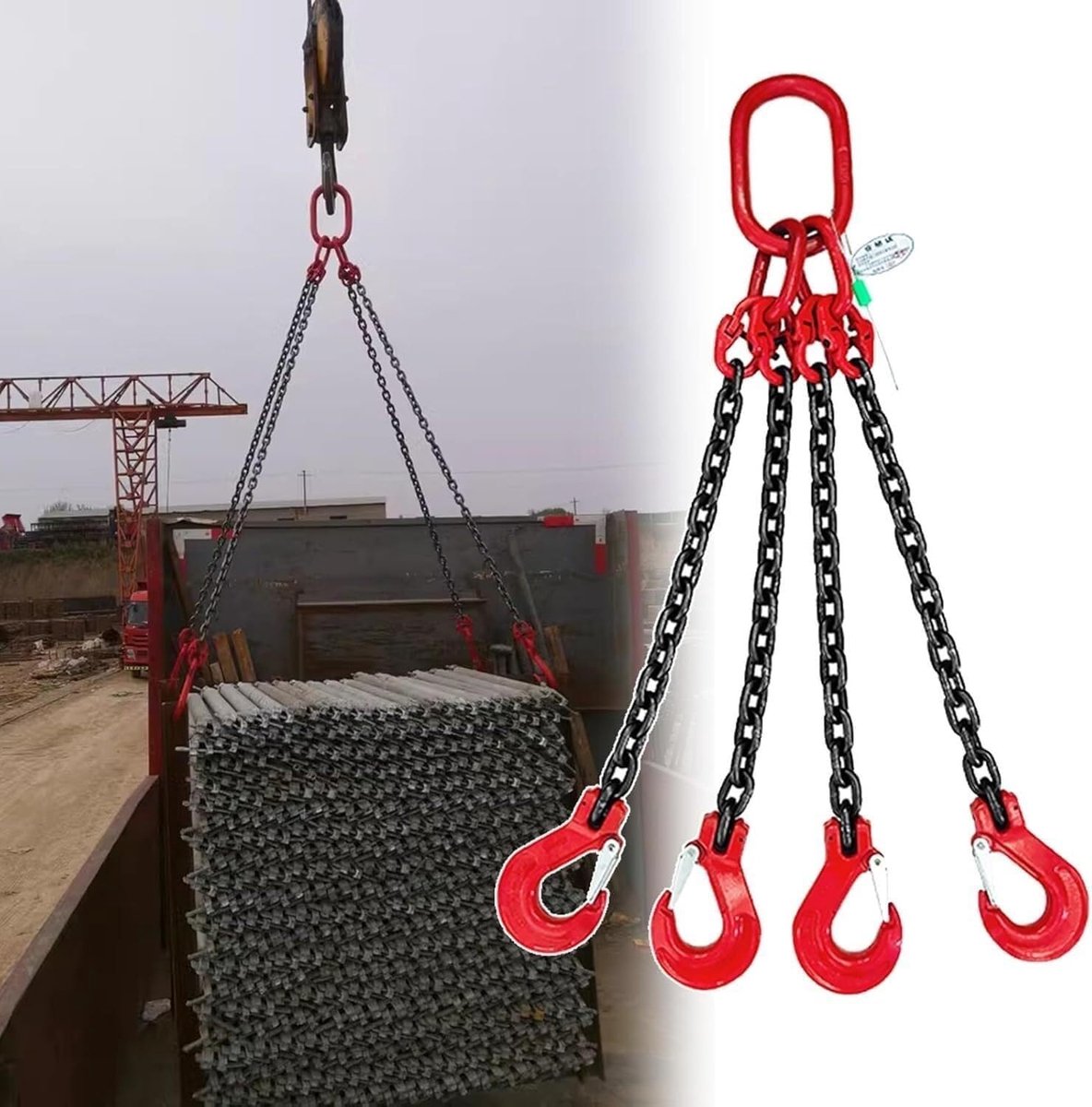 Hijsketting 4 poten - Kettingstrop - Zwaar heffen - 5 ton capaciteit - 2 meter - Zwart