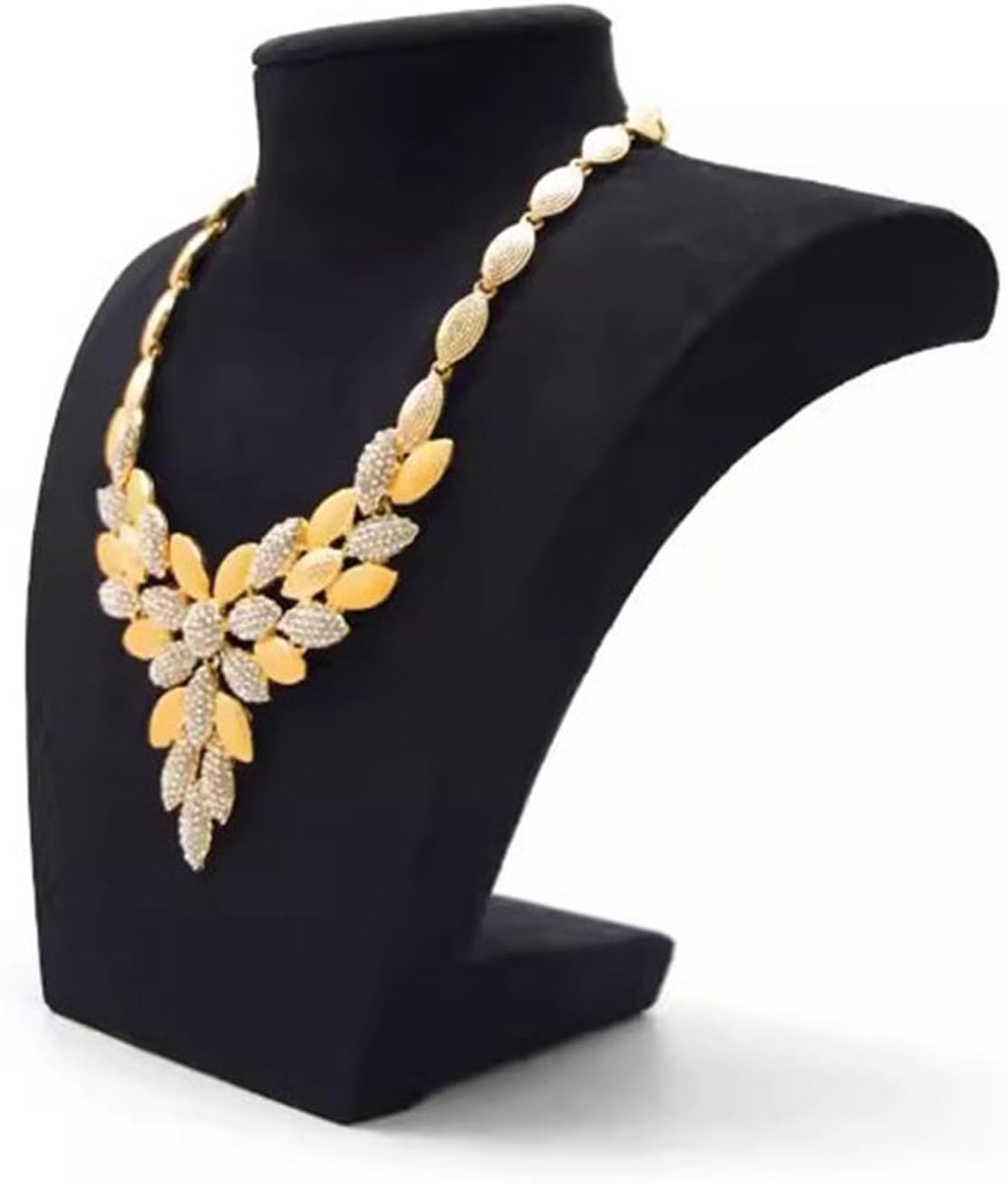 Sieraden Display - Ketting Buste - Verkoop Shows - Stijlvol Fluwelen Ontwerp - 15 cm - Zwart