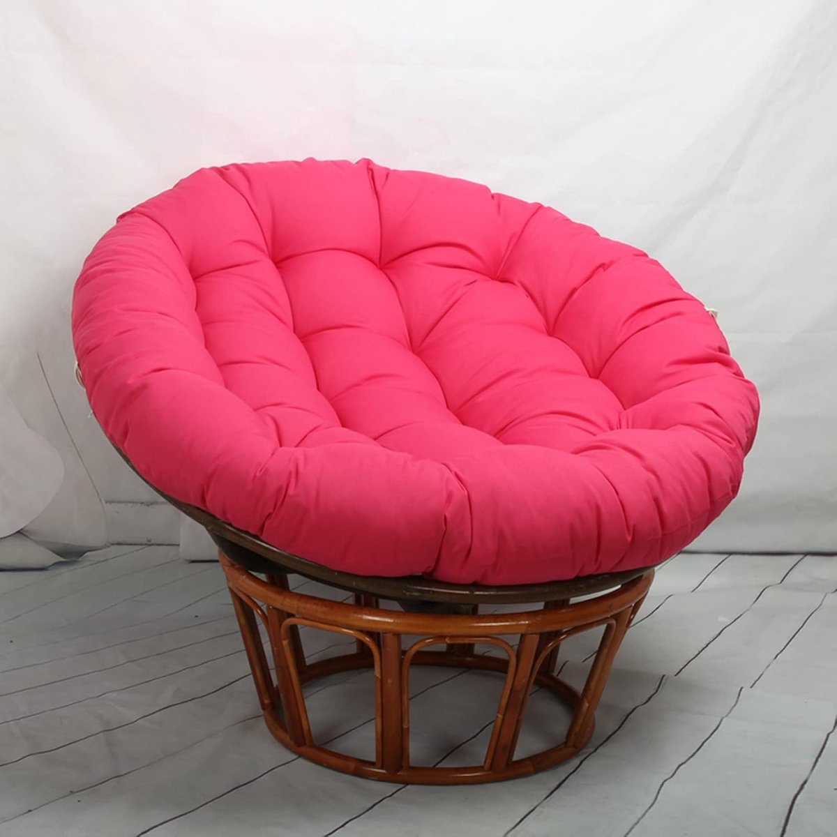 Papasan Stoelkussen - Hangmat Kussen Zitkussen - Comfortabel Zitten - Gewatteerd Met Positioneringsriemen - 110x110cm - Lichtbruin