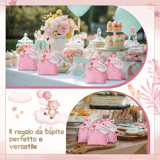 Babyshower Bedankjes - Gasten Cadeaus - Feestelijke Dank - Compleet Inclusief Lint - 50 Sets - Roos — afbeelding 4