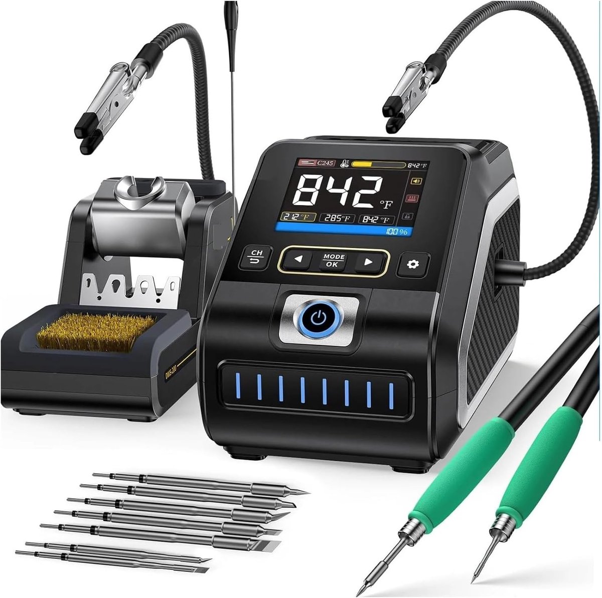 Soldeerstation - Soldeerapparaat - Elektronica Reparatie - 200W Snel Verwarmend - 100-450 Graden - Zwart