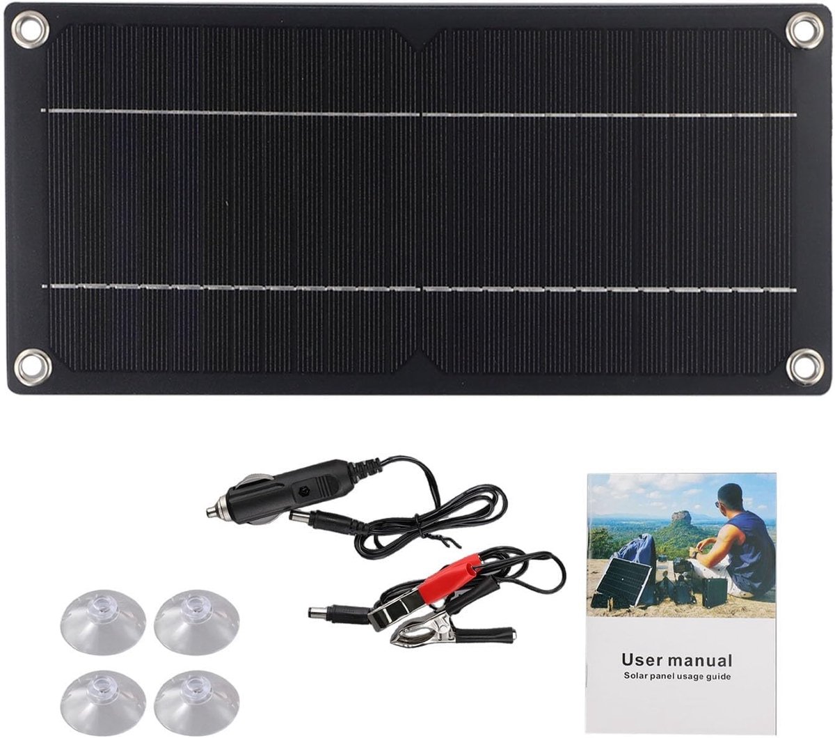 Zonnepaneel Kit - Accu Oplader - Batterij Onderhoud - Hoge Efficiëntie - 60W - Zwart