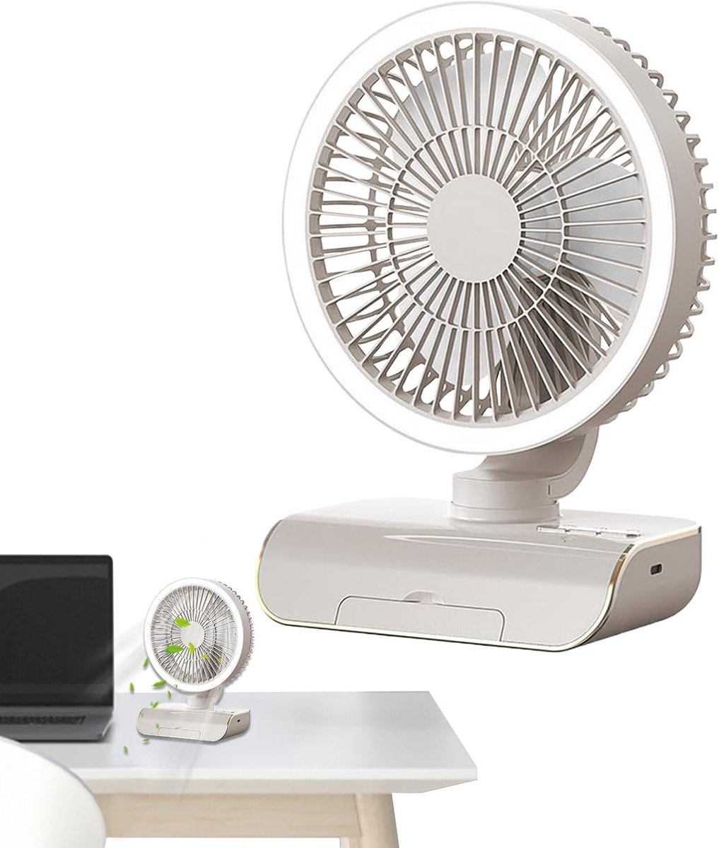 Tafelventilator - Draagbare ventilator - Persoonlijke verkoeling - Vijf snelheden - 26 x 26 cm - Grijs