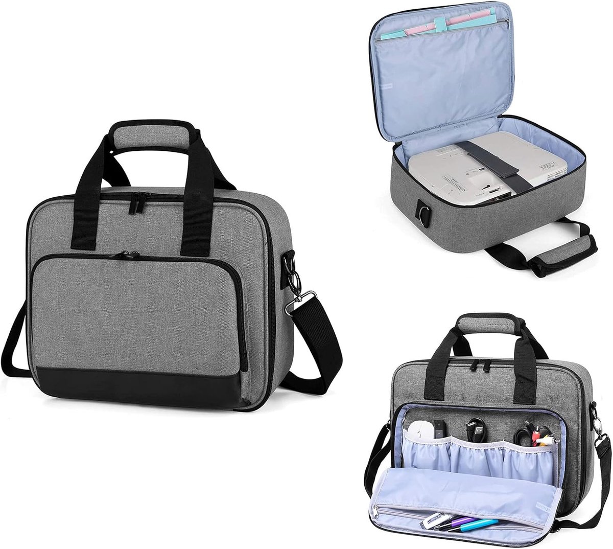Projector-draagtas met accessoirevakken, projector-reistas, projector-opbergtas, projector-organizer, projectordrager, geschikt voor Epson/BenQ/ViewSonic en andere merkprojectoren