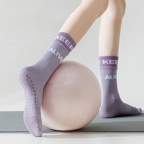 Yogasokken van siliconen - 6 paar yogasokken voor dames - Sokken - Lange pilates-sokken - Antislip sportsokken - Dames Sokken - Fitness- en danssokken - Ademende yogasokken - Antislip Katoenen Sokken - One Size Fits All - Zes kleuren — afbeelding 3