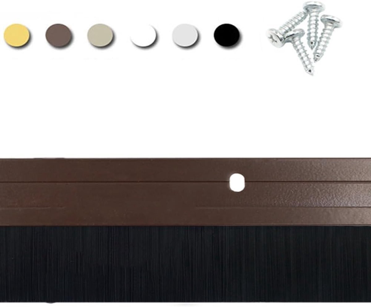 Deurborstel Sweep - Tochtstopper Deur - Tocht Weren - Aluminium Houder - 39 inch - Bruin