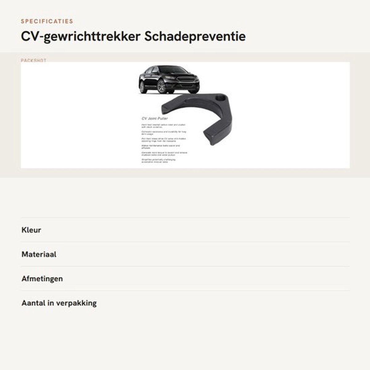 Dailygoods- Gewrichttrekker Hittebehandeld - CV-as Verwijdering - Corrosiebestendig