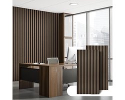 Akoestische panelen - Wandpanelen geluid - Ruimte akoestiek verbeteren - Stijlvolle houtlook - 120 x 60 cm - Walnoot