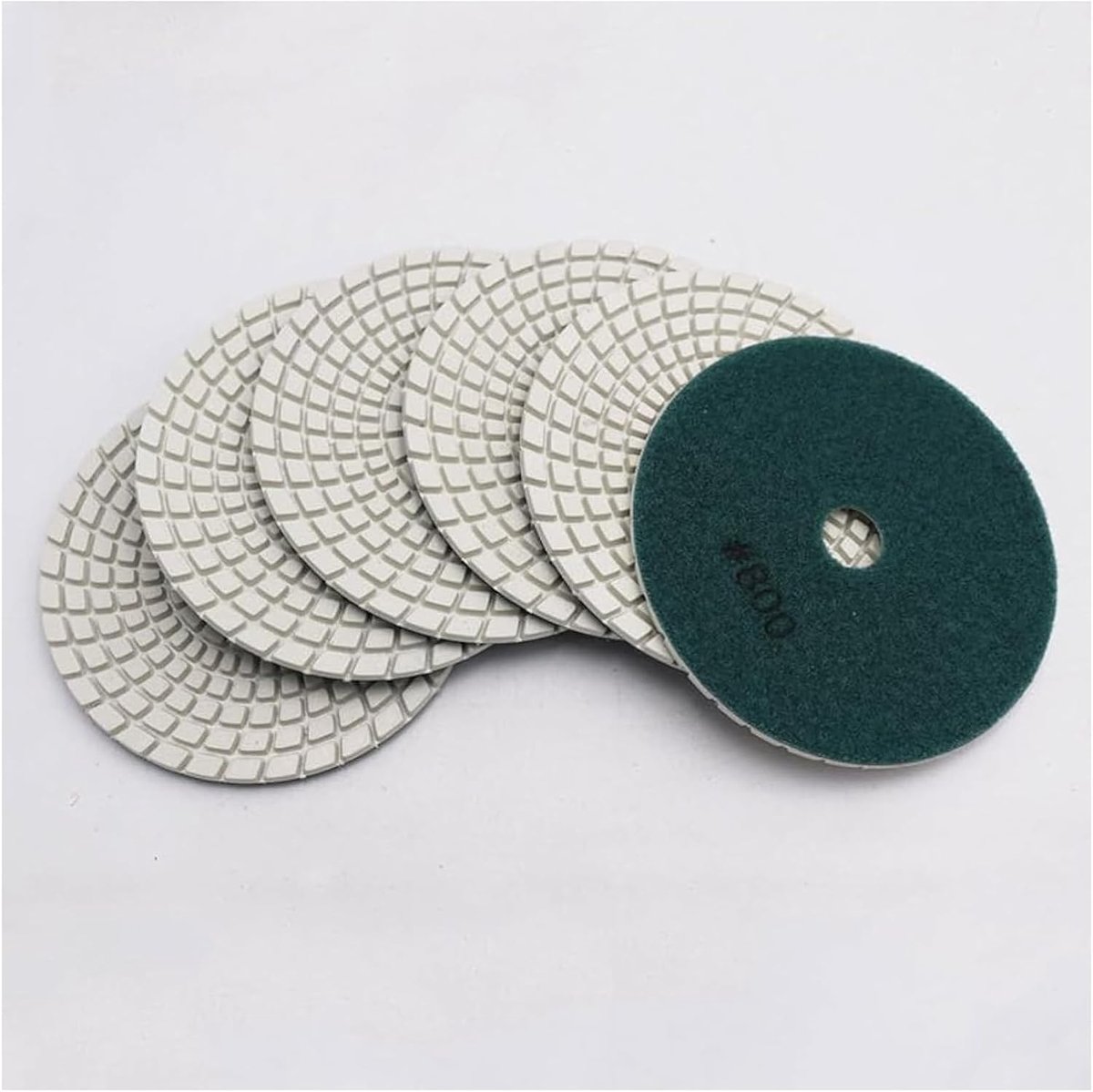 Polijstpads Set - Schuurschijven - Natte Steen Polijsten - Witte Harsbinding - 6 Stuks 100mm - Wit