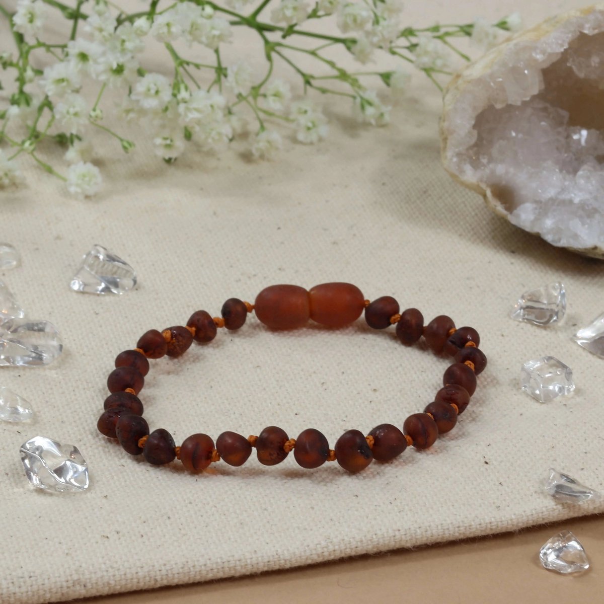 Baby Natura - Barnsteen Armband - Baby/peuter - Cognac - Unpolished - 14 cm