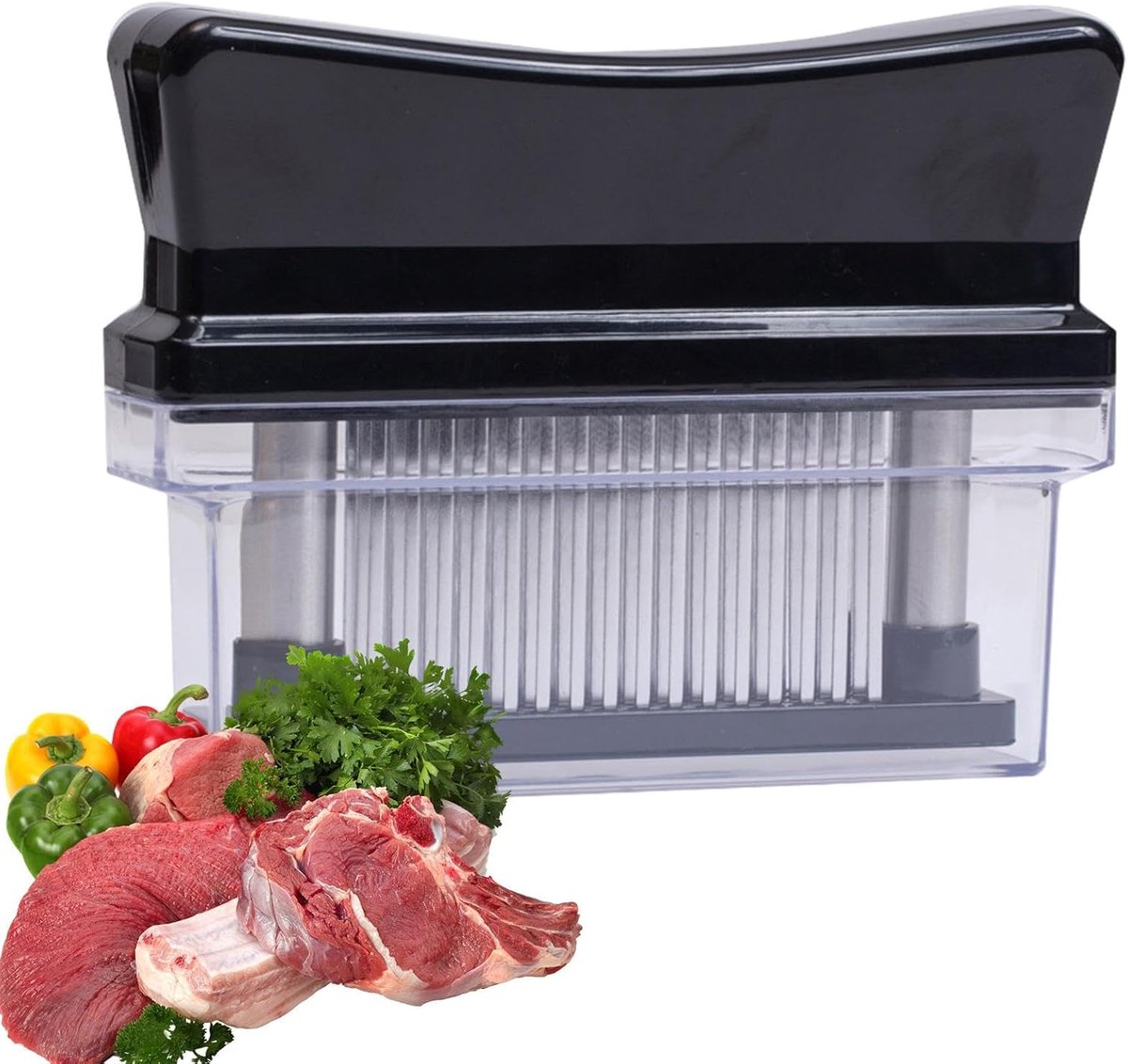 Vleesvermalser Naald - Keuken Tool - Vlees Bereiden - Roestvrij Staal - 15.8 x 12 x 4.1 cm - Zwart