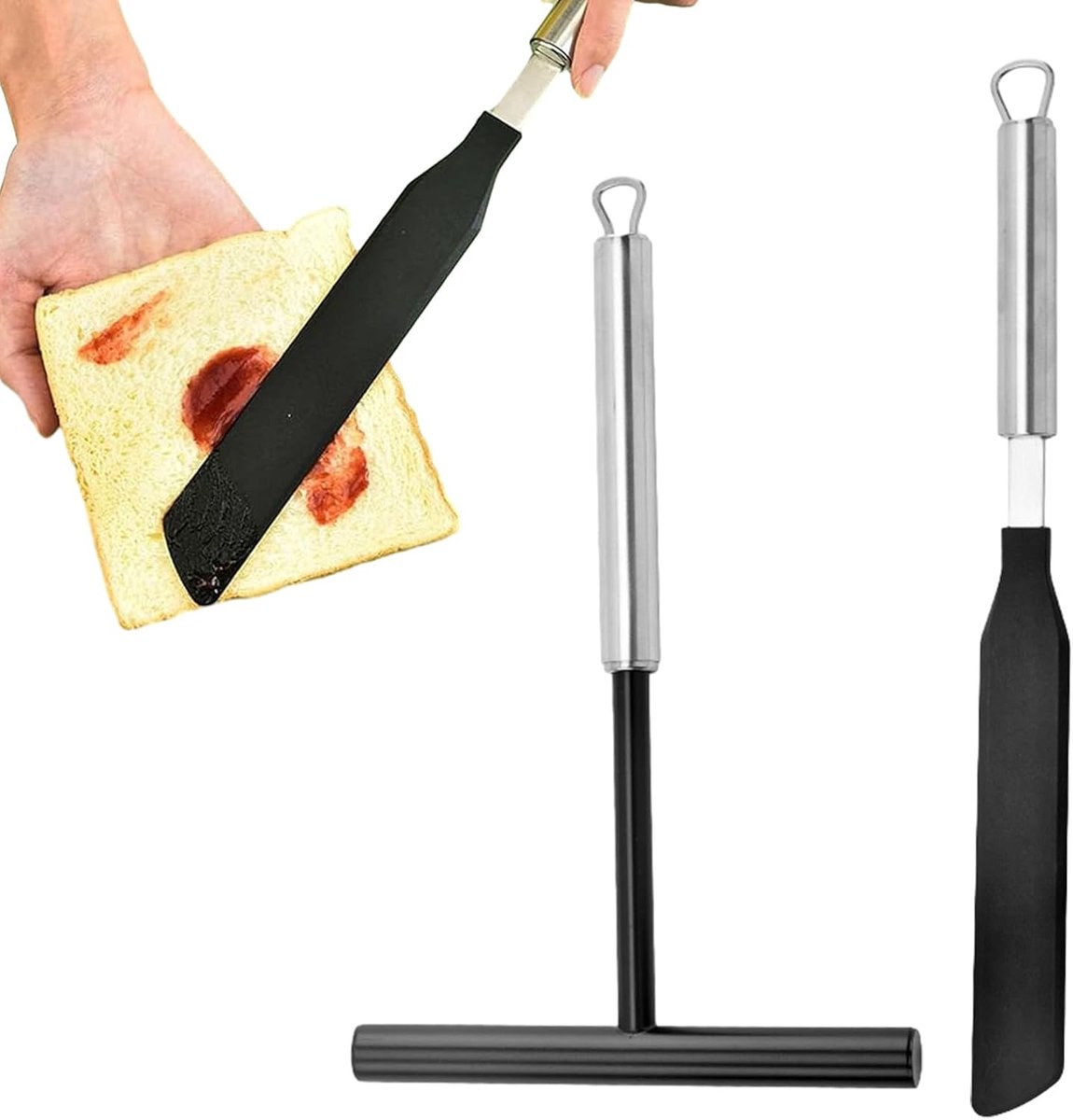 Crêpe Spreider Set - Pannenkoekgereedschap - Perfecte Pannenkoeken Maken - Roestvrij Staal - 20 cm Dispenser - Zilverkleurig