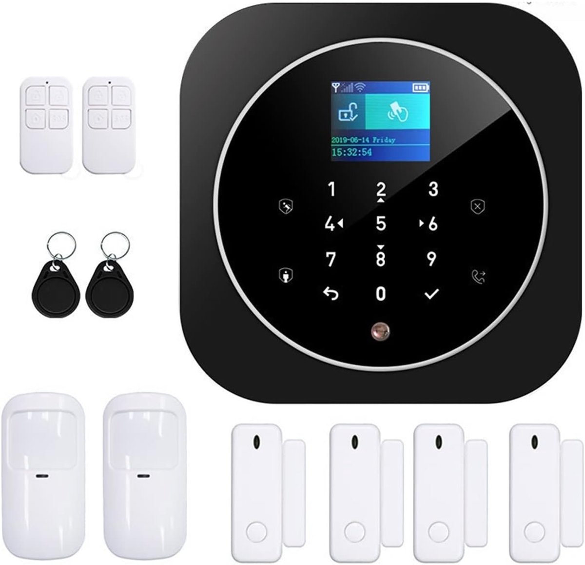 Draadloos Alarmsysteem - Beveiligingskit App - Huisbeveiliging - Handige Doe-Het-Zelf - 1x1x1 cm - Wit