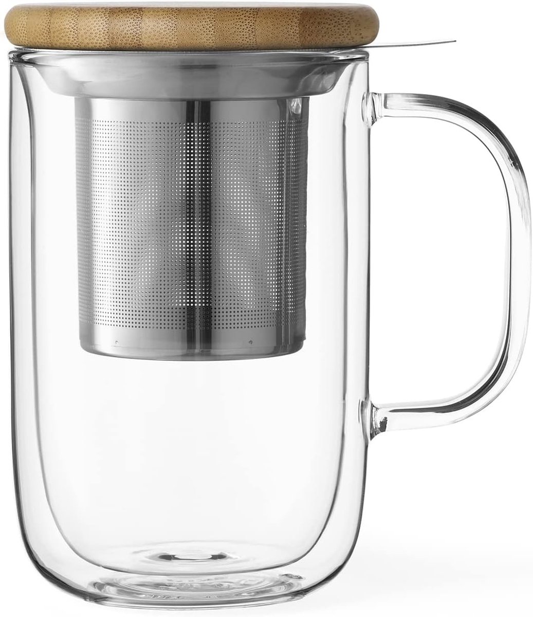 Dubbelwandige Theekop - Borosilicaatglas - Thermo-isolatie - Roestvrijstalen zeefje - Voor Theeliefhebbers