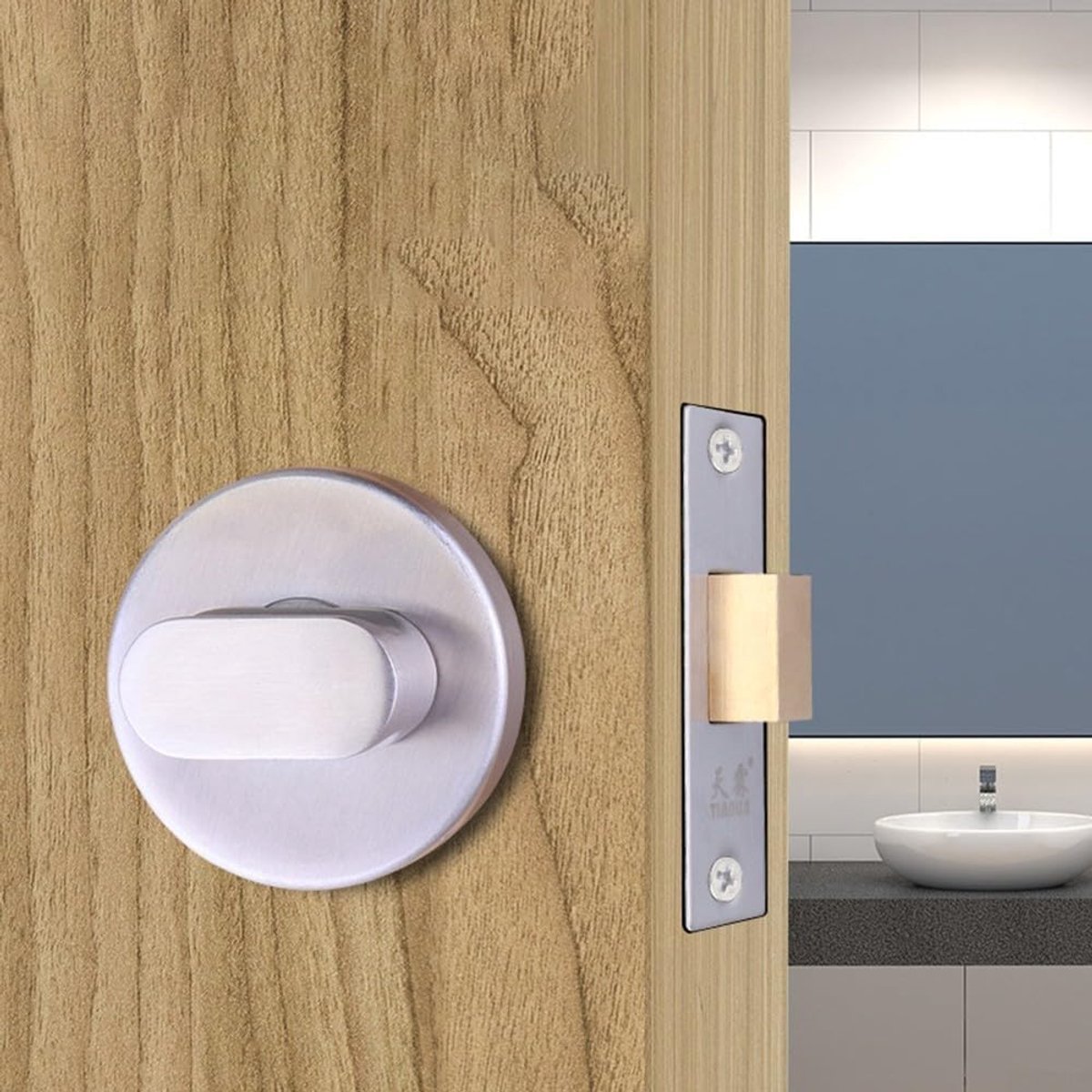 Roestvrijstalen Deurslot - Toilet Indicator Slot - Privacy Aangeven - Zichtbare Bezetting Indicator - 79 x 38 mm - Zilverkleurig
