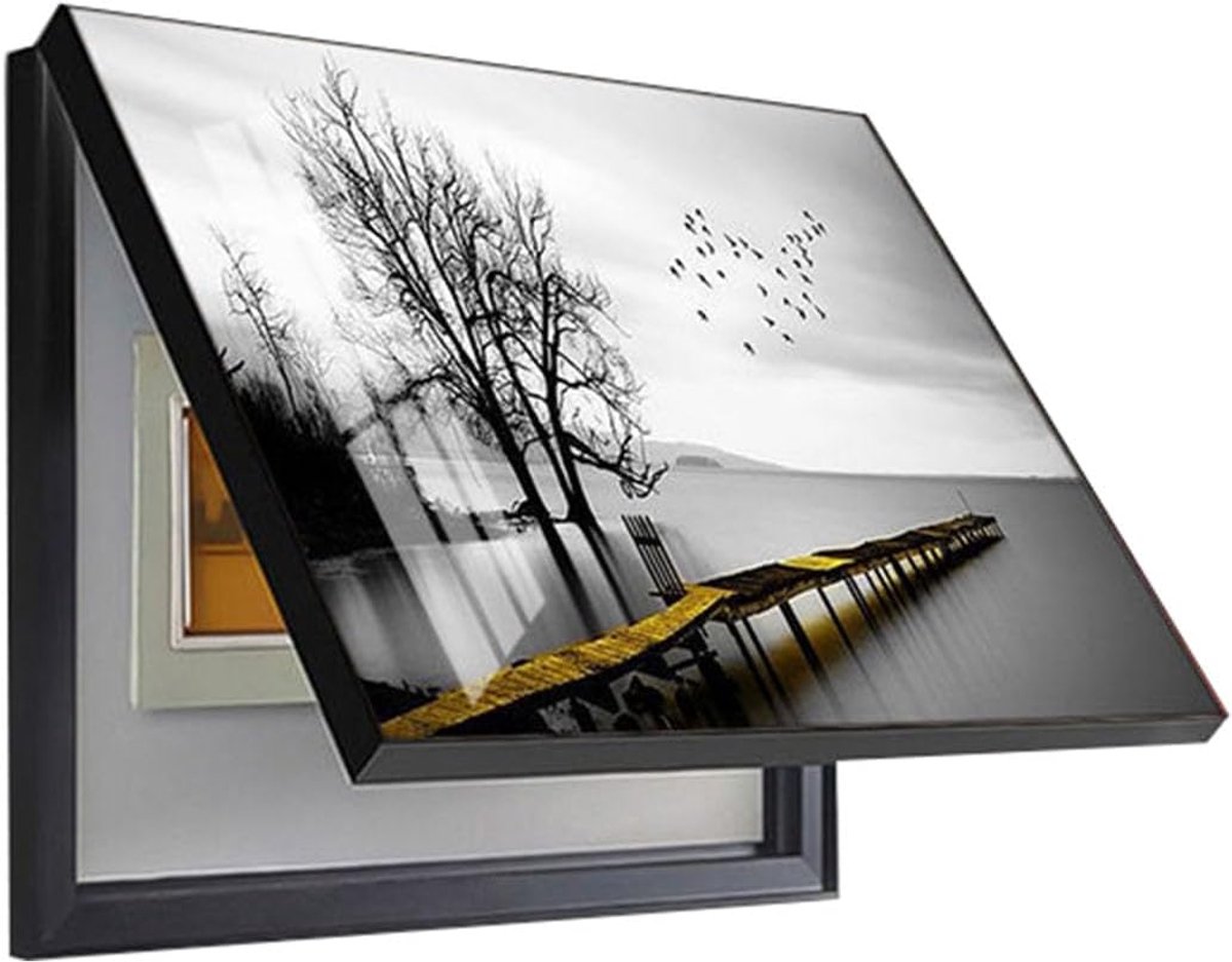 Afdekking Zekeringkast - Meterkast Decoratie - Wand Verfraaien - Klapdeksel Ontwerp - 5 cm Dikte - Zwart