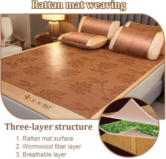 Bamboe Koelmatras - Slaapmat Bedlaken - Zomers Slapen - Dubbelzijdig Ontwerp - 90x200 cm - Veelkleurig — afbeelding 5