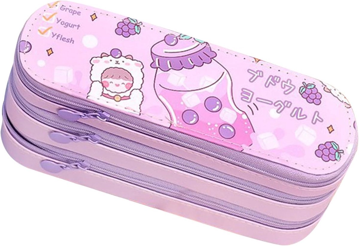 Grote Etui - Pennenhouder Organizer - Schoolbenodigdheden Opslag - Japans Design - 30x17x9 cm - Paars