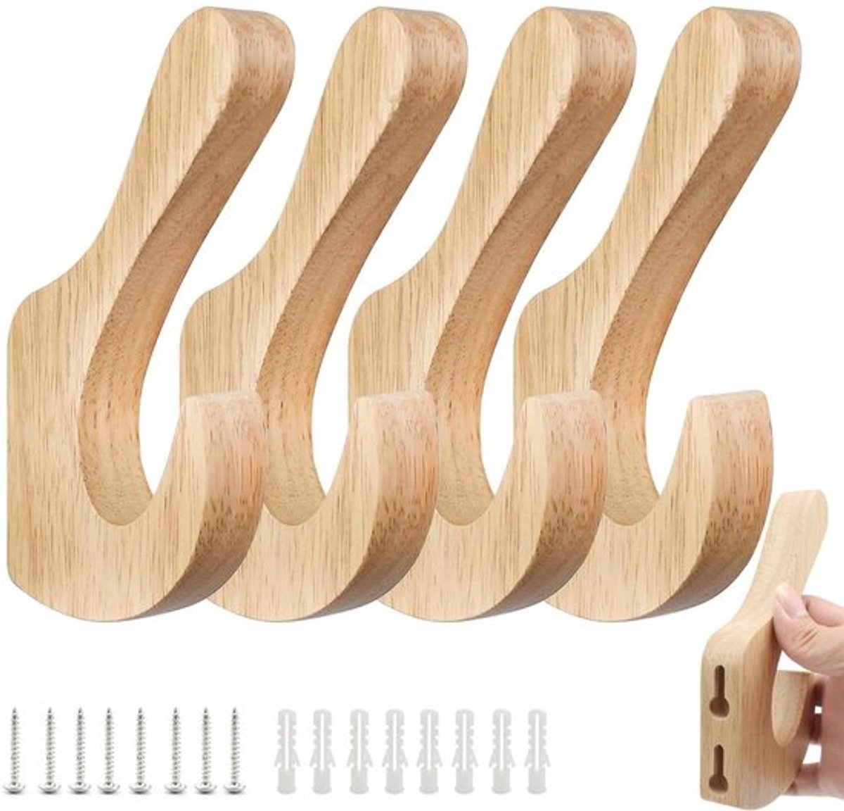 MTTProducts - Houten Wandhaken - Dubbele Haken - Tijdloos Design - Natuurlijke