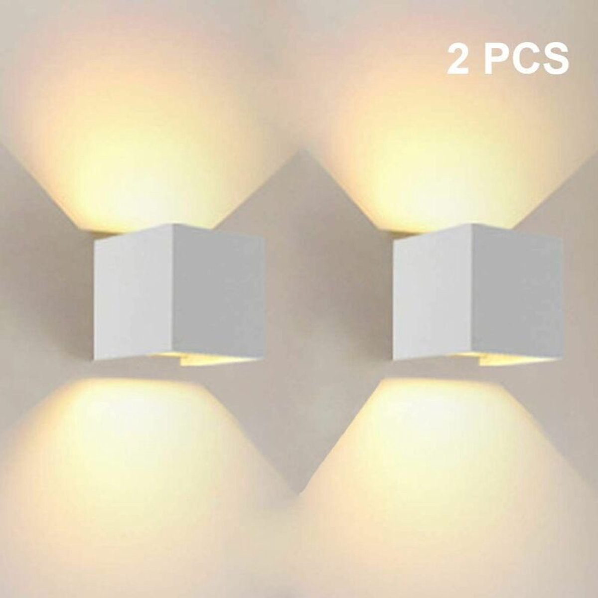 LED-wandlamp, LED-lichtgeschikt voor boven- en onderuitstraling, warm wit licht, verstelbare stralingshoek, geschikt voor woningen, gangen, woonkamers en slaapkamers - 2 witte LED-wandlampen