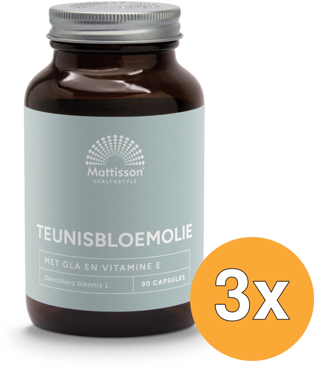 3x Mattisson Teunisbloemolie Met Vitamine E 1000Mg (90 capsules)