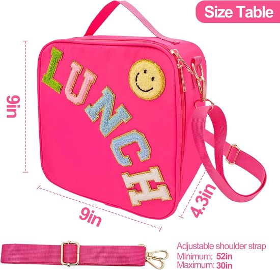 VHV - Lunchbag - Geïsoleerde lunchtas met verstelbare schouderriem - Smiley koeltas voor school en picknick - Rood van Vhv — afbeelding 3