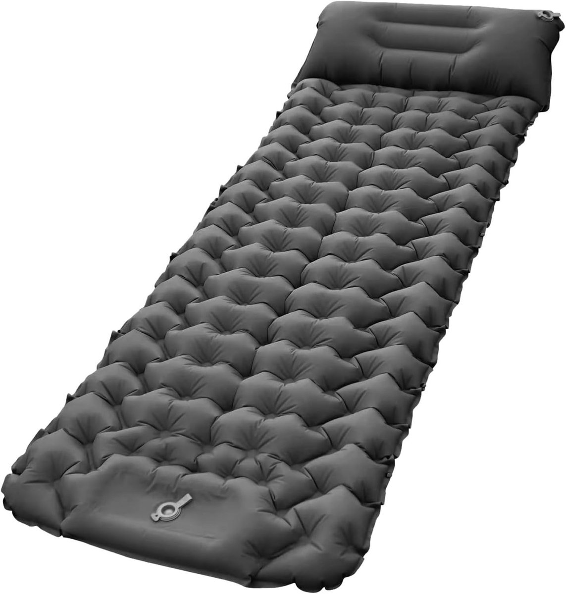 Luchtmatras met kussen - Kampeer slaapmat - Comfortabel slapen buiten - Ingebouwde pomp - 196 x 69 cm - Grijs