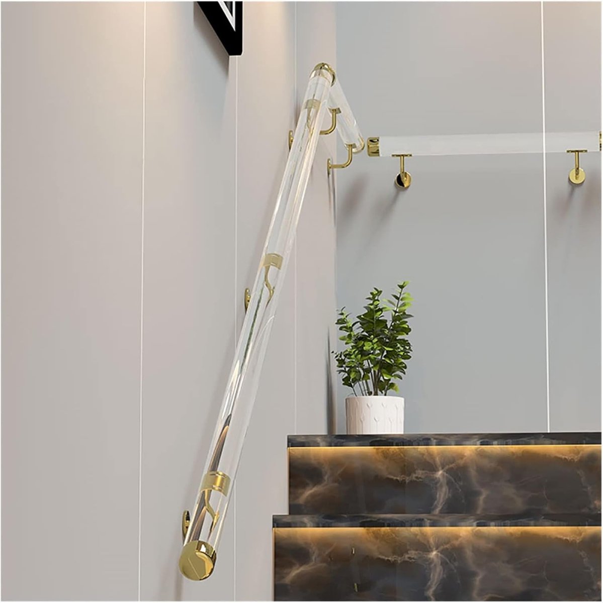 Trapleuning Kit - Veiligheidshandvat - Veilig Traplopen - Stevige Acryl Buizen - Tot 6 Meter - Transparant