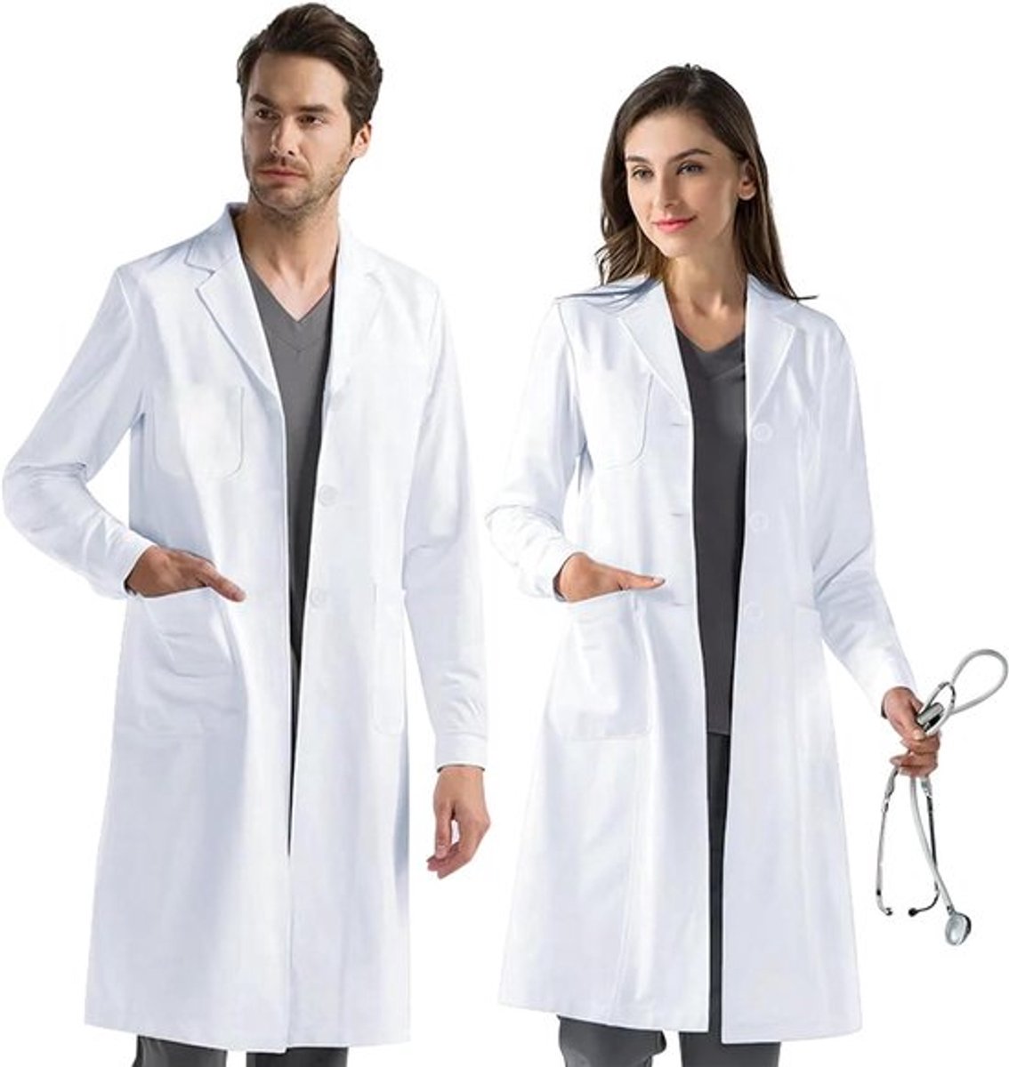 Beschermende jas in wit voor dame en heren - Laboratoriumkleding