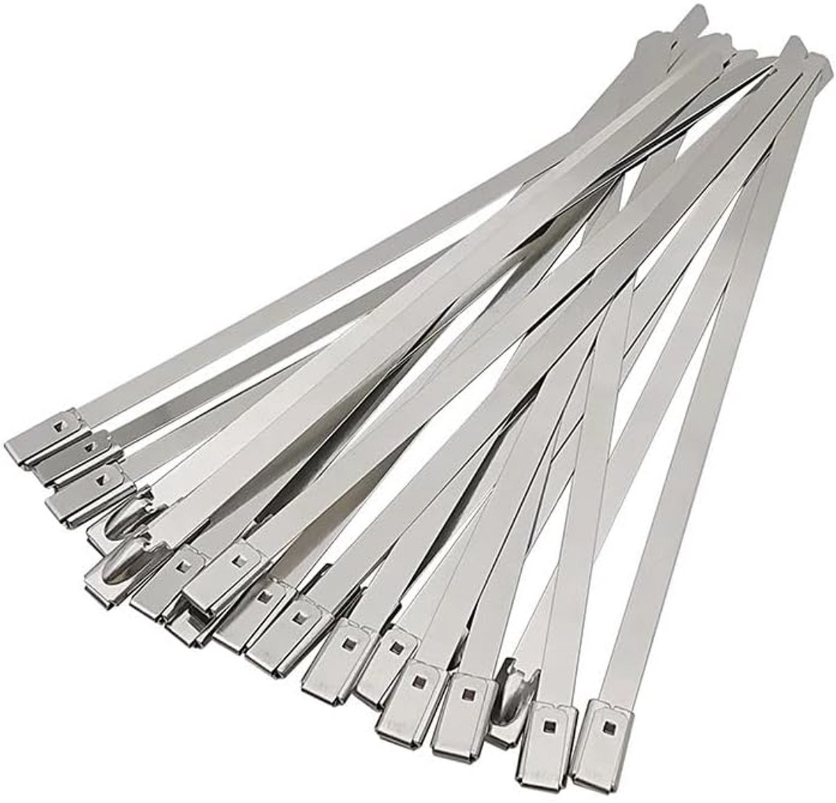 Roestvrijstalen kabelbinders - Zelfsluitende ties - Buitenbundeling bevestigen - Hoge sterkte metaal - 46 mm breed - Zilver