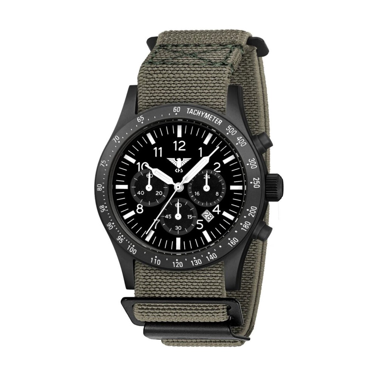 KHS - KHS.PLABSSC.DFSGO - Polshorloge - Heren - Solar - PLATOON Black Steel Solar Chronograph