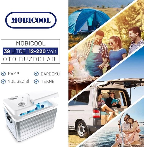Draagbare Koelbox - Elektrische Koelbox Camping Koelbox - Drankjes Koel Houden - Aluminium Behuizing - 39 Liter - Zilver — afbeelding 4