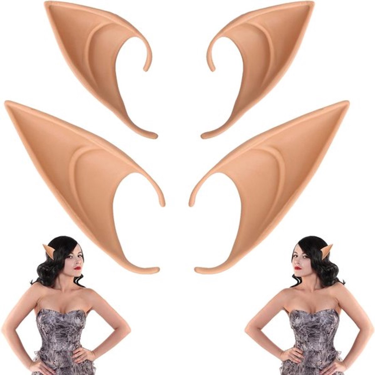 Fee oren voor cosplay - 2 paar latex elf oor Pixie kostuum