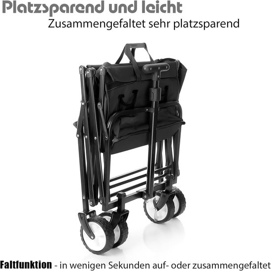 Opvouwbare Bolderkar - Draagkar Kruiwagen - Vervoeren van spullen - Ruimtebesparend inklapbaar - 80 kg belastbaar - Zwart van Opvouwbare Bolderkar — afbeelding 3