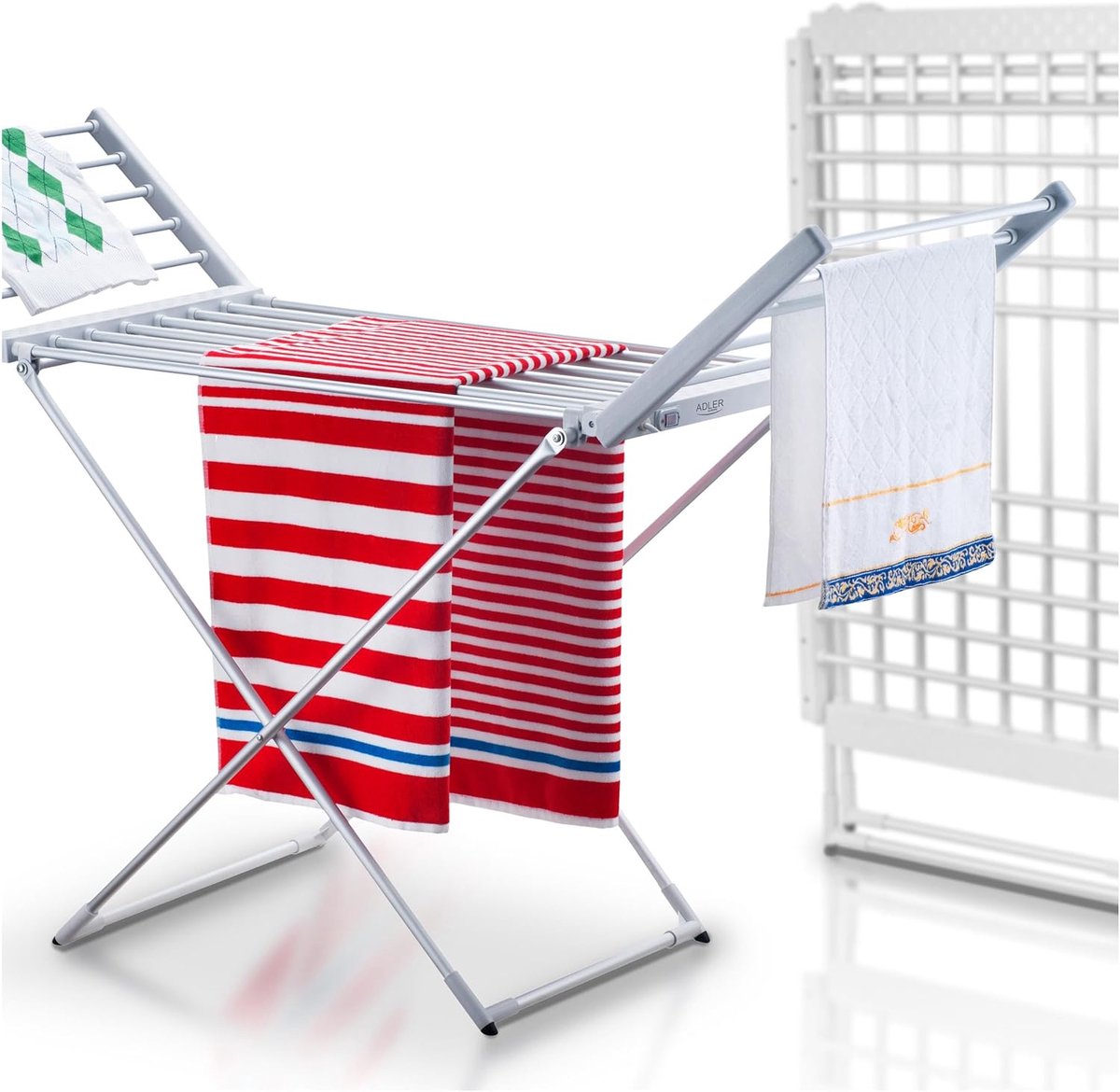 Elektrische Wasdroger Droogrek Verwarmd Snel Kleding Drogen 18 Verwarmde Staven 148 x 52.5 x 90 cm